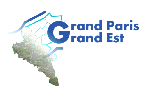 Logo de Grand Paris Grand Est avec un léger fondu sur une vue aérienne