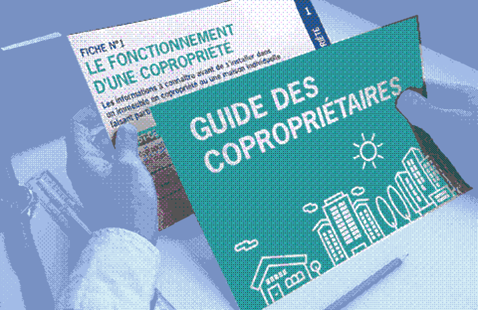 Personne consultant le guide sur le fonctionnement d'une copropriété