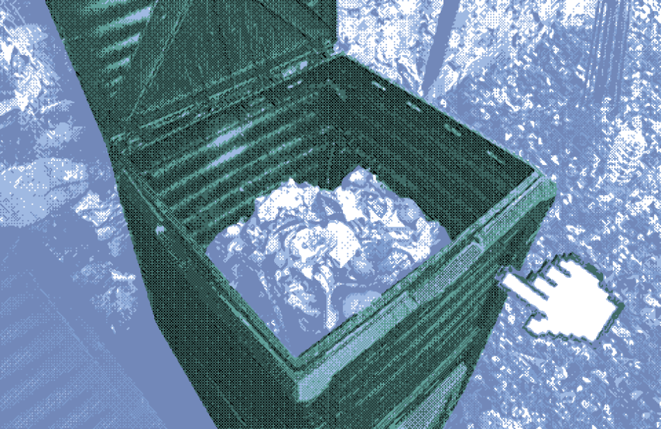 Composteur en plastique rempli de compost