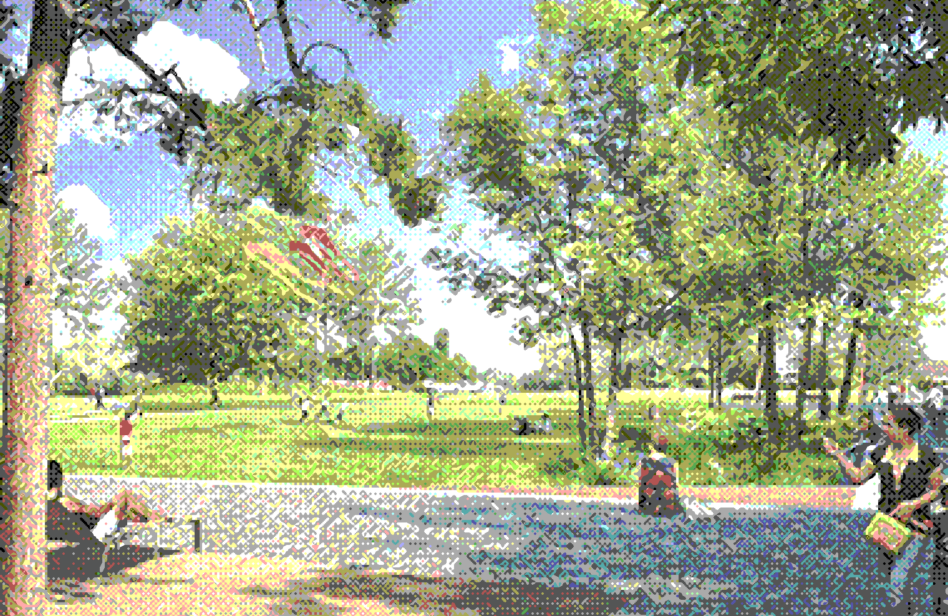 Personnes profitant d'un parc en se promenant et en faisant un Pique-nique