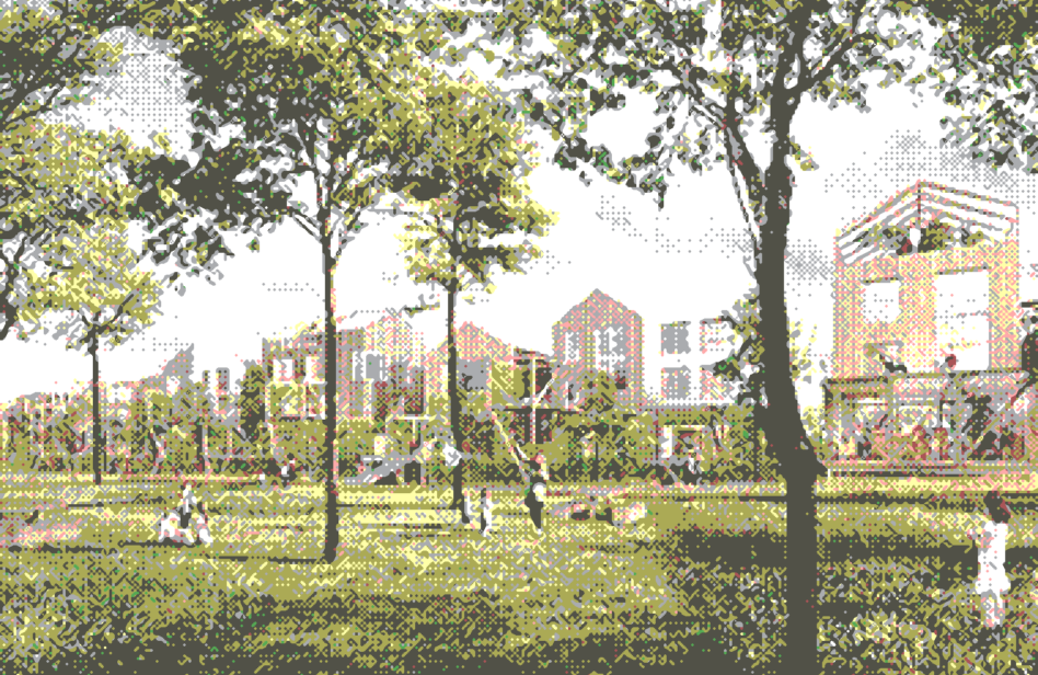Parc devant des habitations et des logements