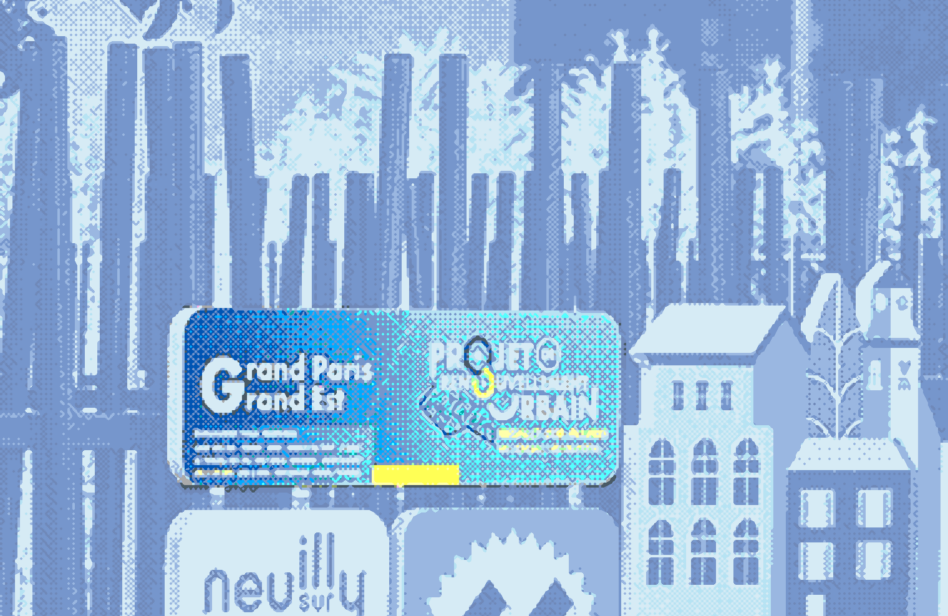 Pancarte de Grand Paris Grand Est signalant un projet de renouvellement urbain