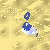 Illustration home devant sa maison